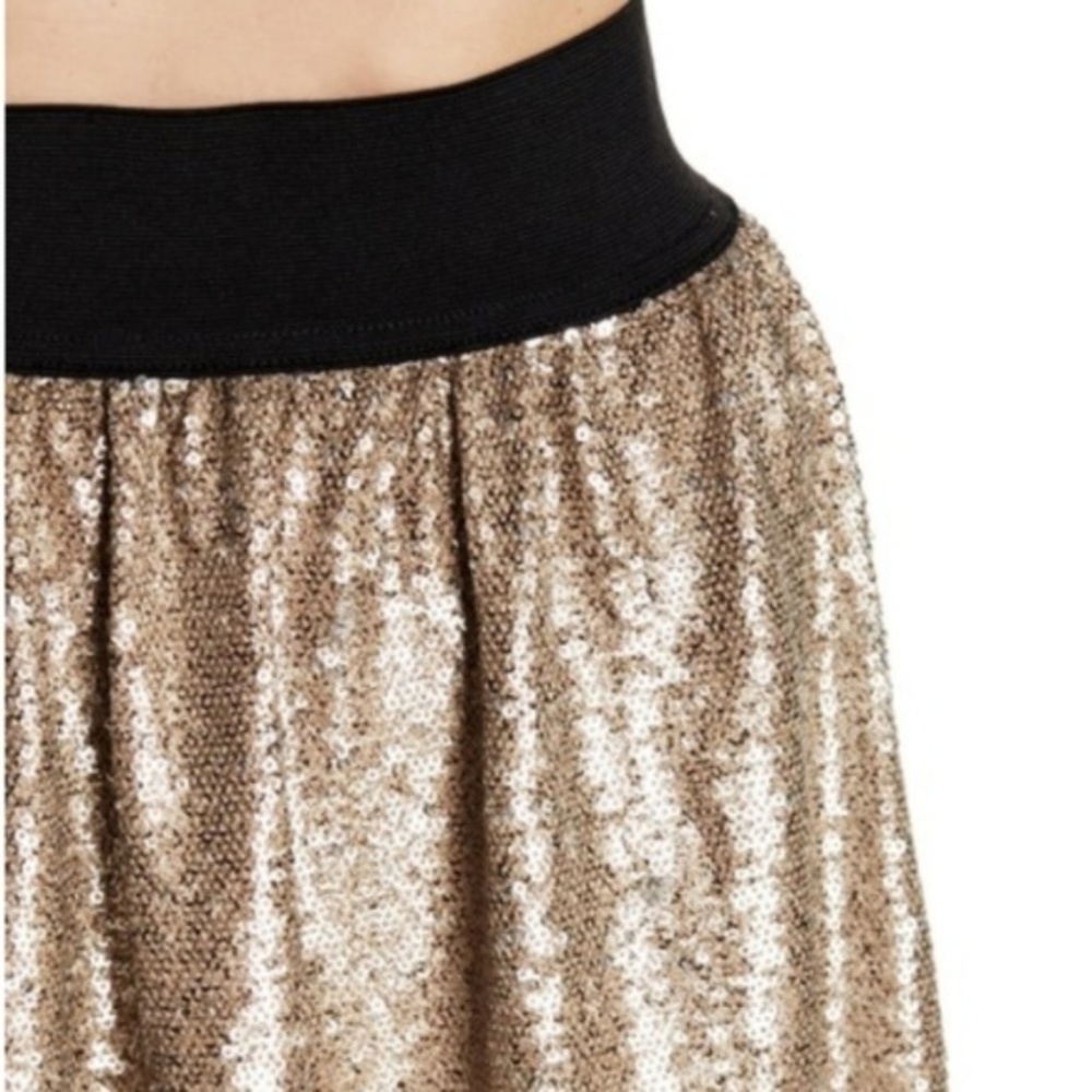Free People Flashing Lights Gold Sequin  Skirt Med - Picture 5 of 7